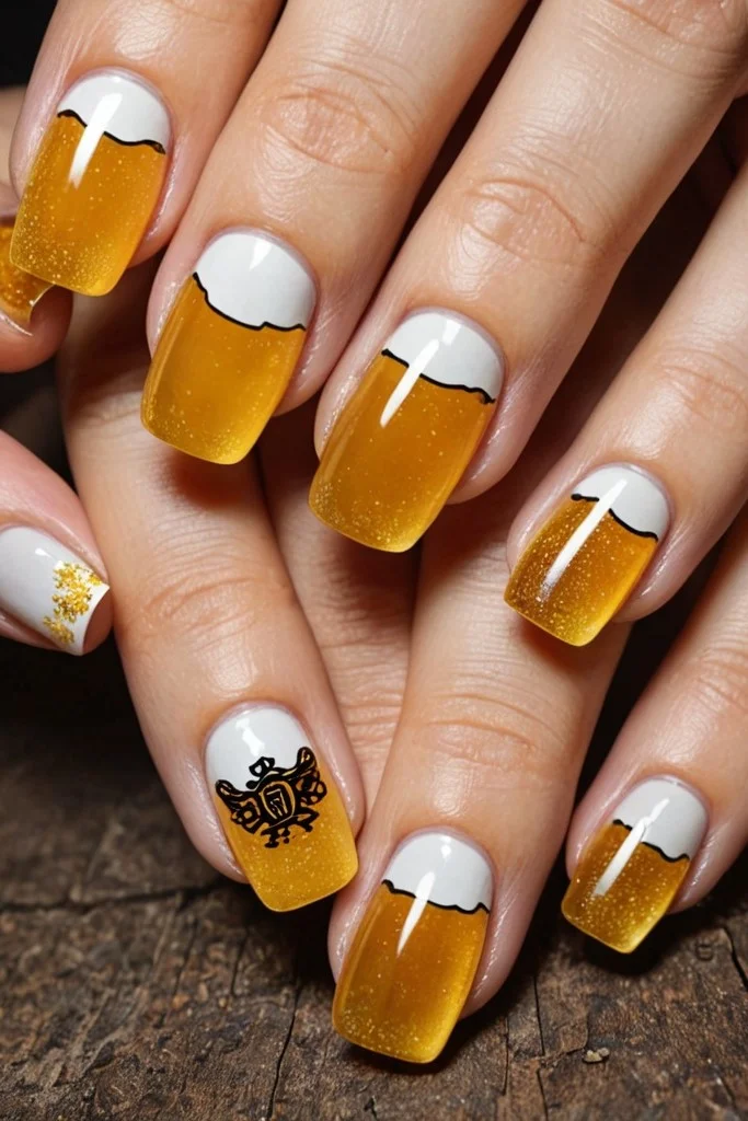 Bierkrug Design Nagelkunst
