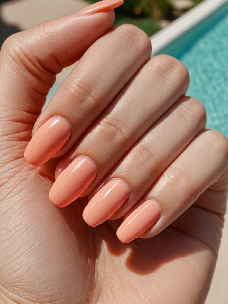 Frischer Orangeton Babyboomer Nageldesign für einen sonnenverwöhnten Look.